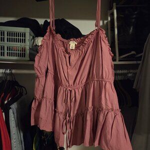 Feminine Ruffle Layered Tie Front Cami – 4X